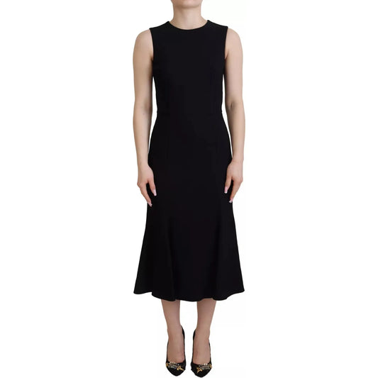 Dolce & Gabbana Black Dress Sheath Flare Viscose Dress DR28792#1- 36