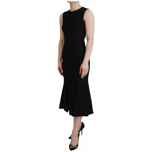 Dolce & Gabbana Black Dress Sheath Flare Viscose Dress DR28792#1- 36