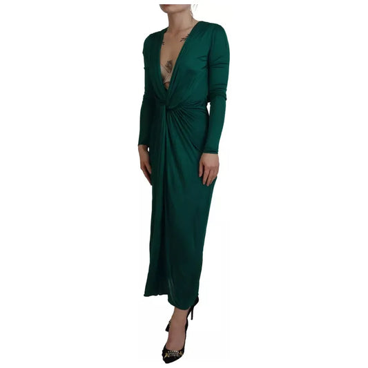 Dolce & Gabbana Dark Green Viscose Long Sleeve Midi Dress DR28879-36