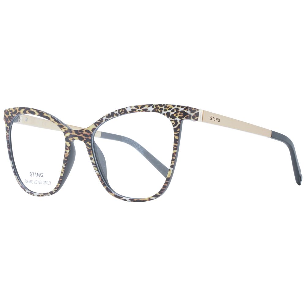 Sting Black Women Glasses Frame, full-rim black plastic butterfly style with polarized lenses, 100% UVA&UVB protection, size 52-17-135.