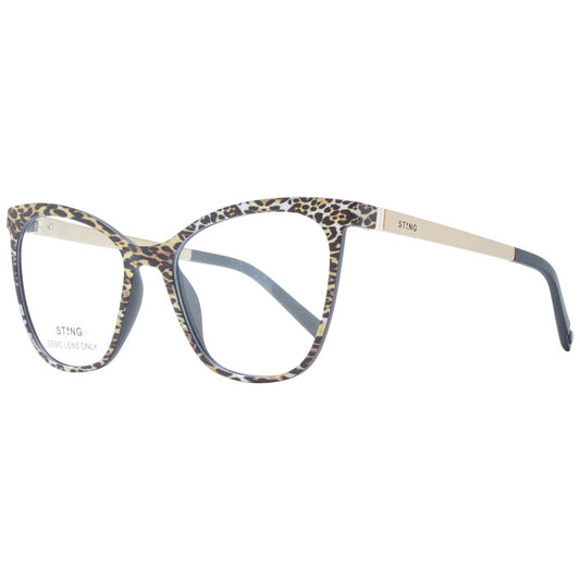 Sting Black Women Glasses Frame, full-rim black plastic butterfly style with polarized lenses, 100% UVA&UVB protection, size 52-17-135.