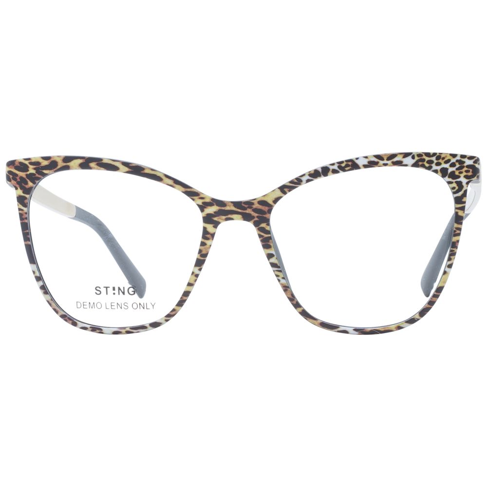 Sting Black Women Glasses Frame, full-rim black plastic with polarized lenses, butterfly style, includes branded case, size 52-17-135.