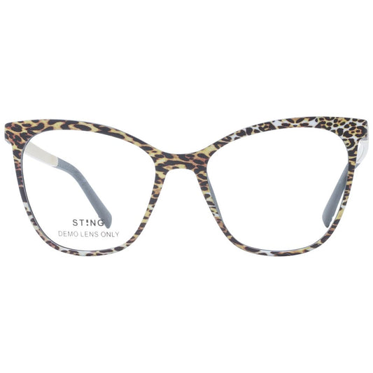 Sting Black Women Glasses Frame, full-rim black plastic with polarized lenses, butterfly style, includes branded case, size 52-17-135.