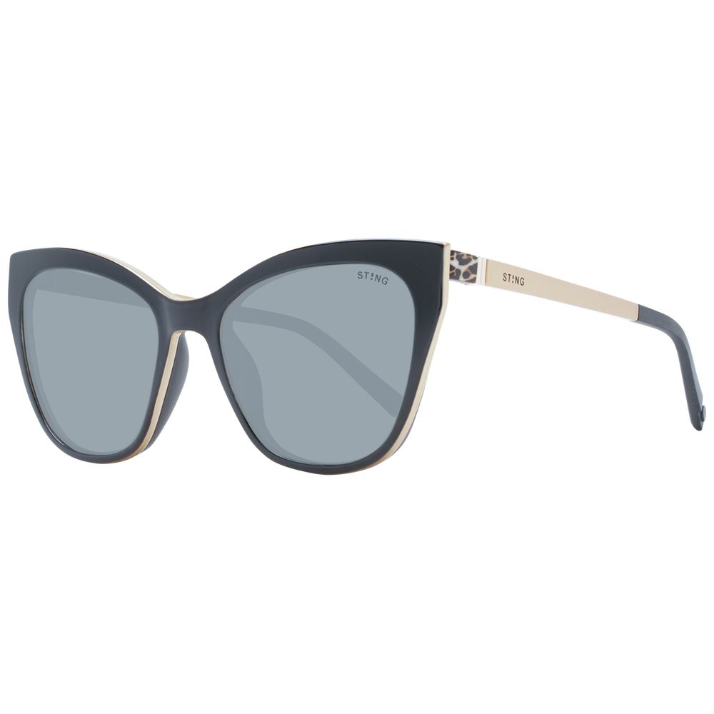 Sting Black Women Glasses Frame in full-rim butterfly style with black polarized lenses, plastic frame. Includes branded case, 100% UVA&UVB protection.