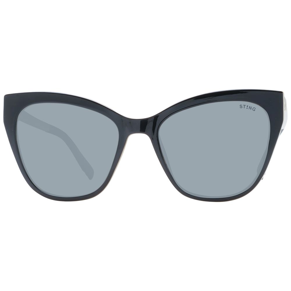 Sting Black Women Glasses Frame, full-rim butterfly style with polarized lenses, black plastic frame, 100% UVA&UVB protection.