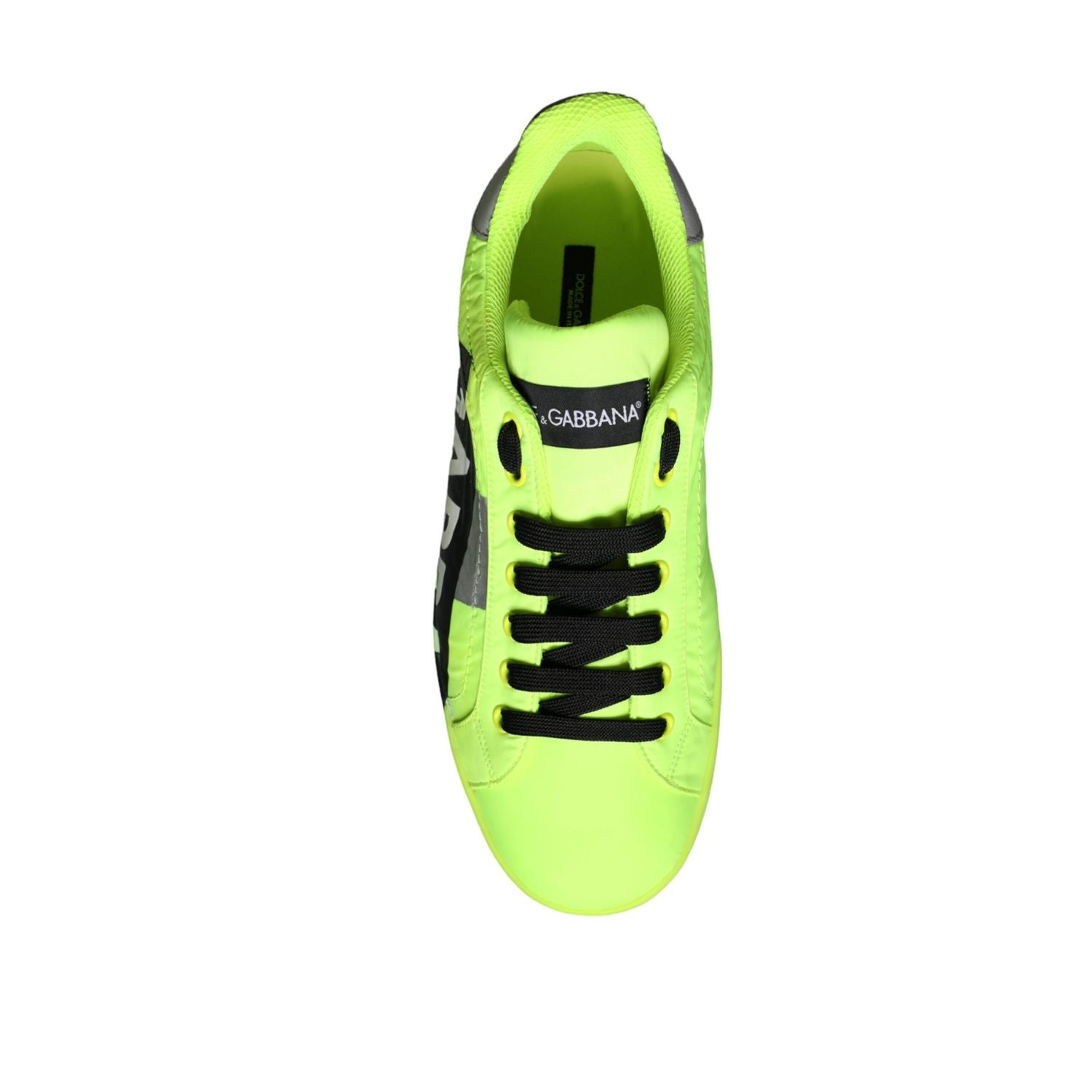 Dolce & Gabbana Neon Green Logo Tape Low Top Sneakers Shoes