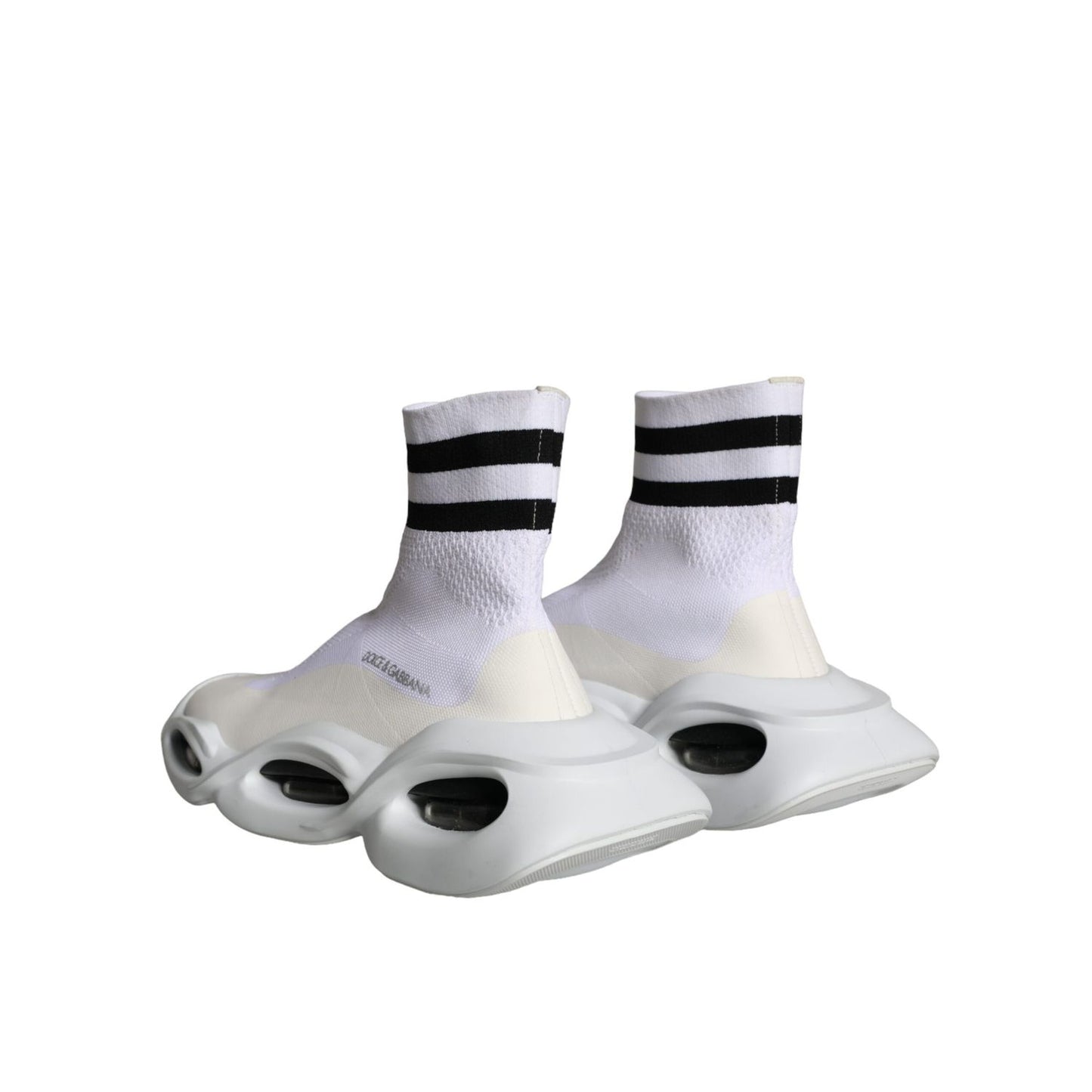 Dolce & Gabbana White Black Slip On Wave Socks Sneakers Shoes