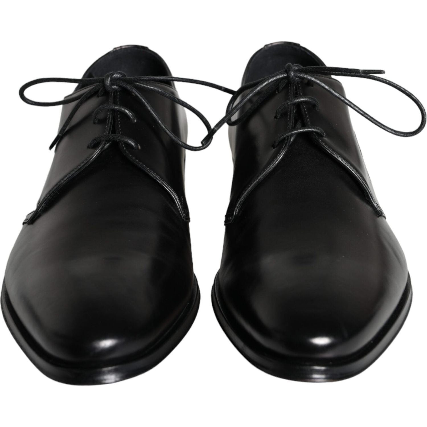 Dolce & Gabbana Black Calfskin Leather Derby Men Dress Shoes