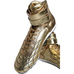 Dolce & Gabbana Gold Leather Sartoria High Top Sneakers Shoes Dolce & Gabbana Dim Gray