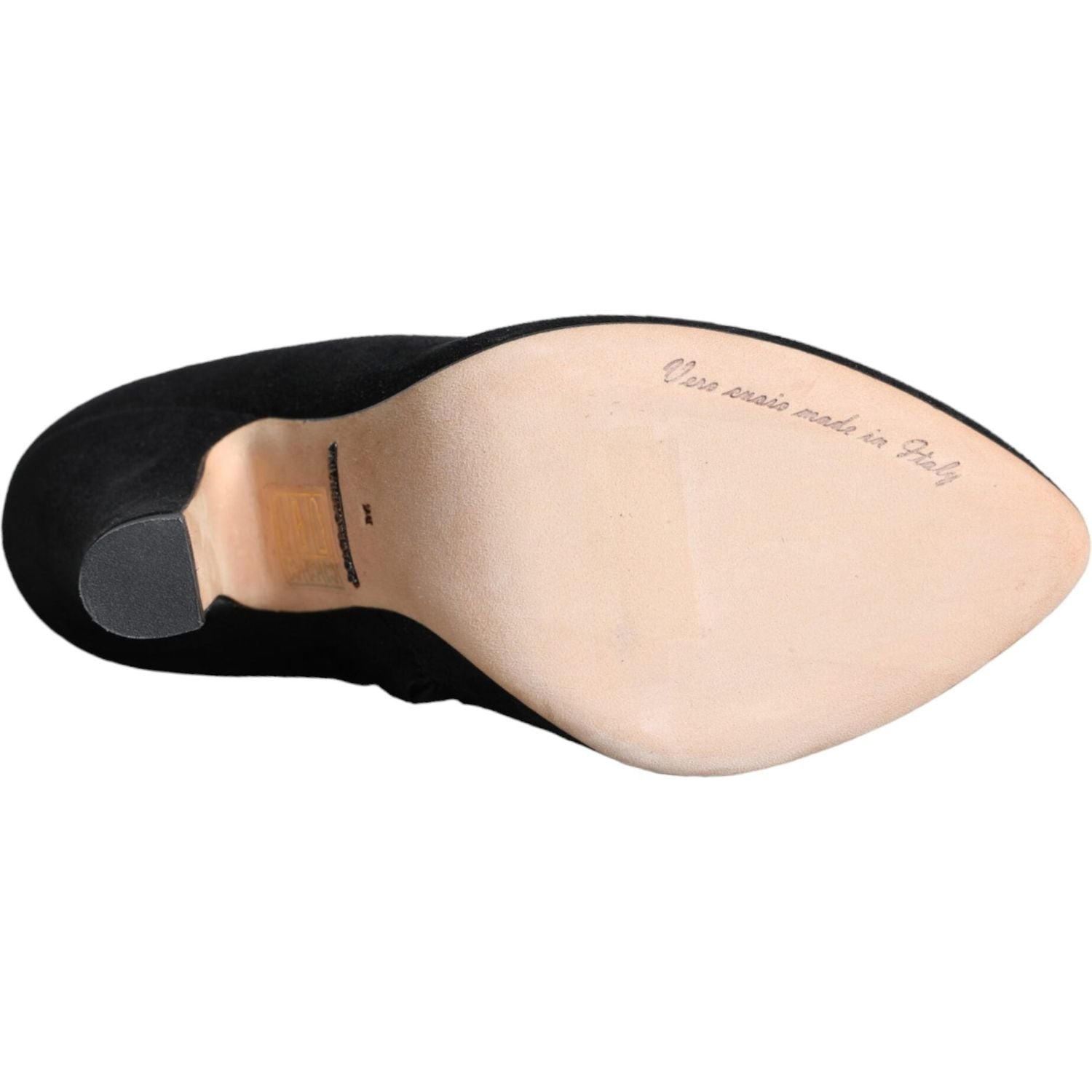 حذاء دولتشي آند غابانا من الجلد المدبوغ باللون الأسود بطول منتصف الساق