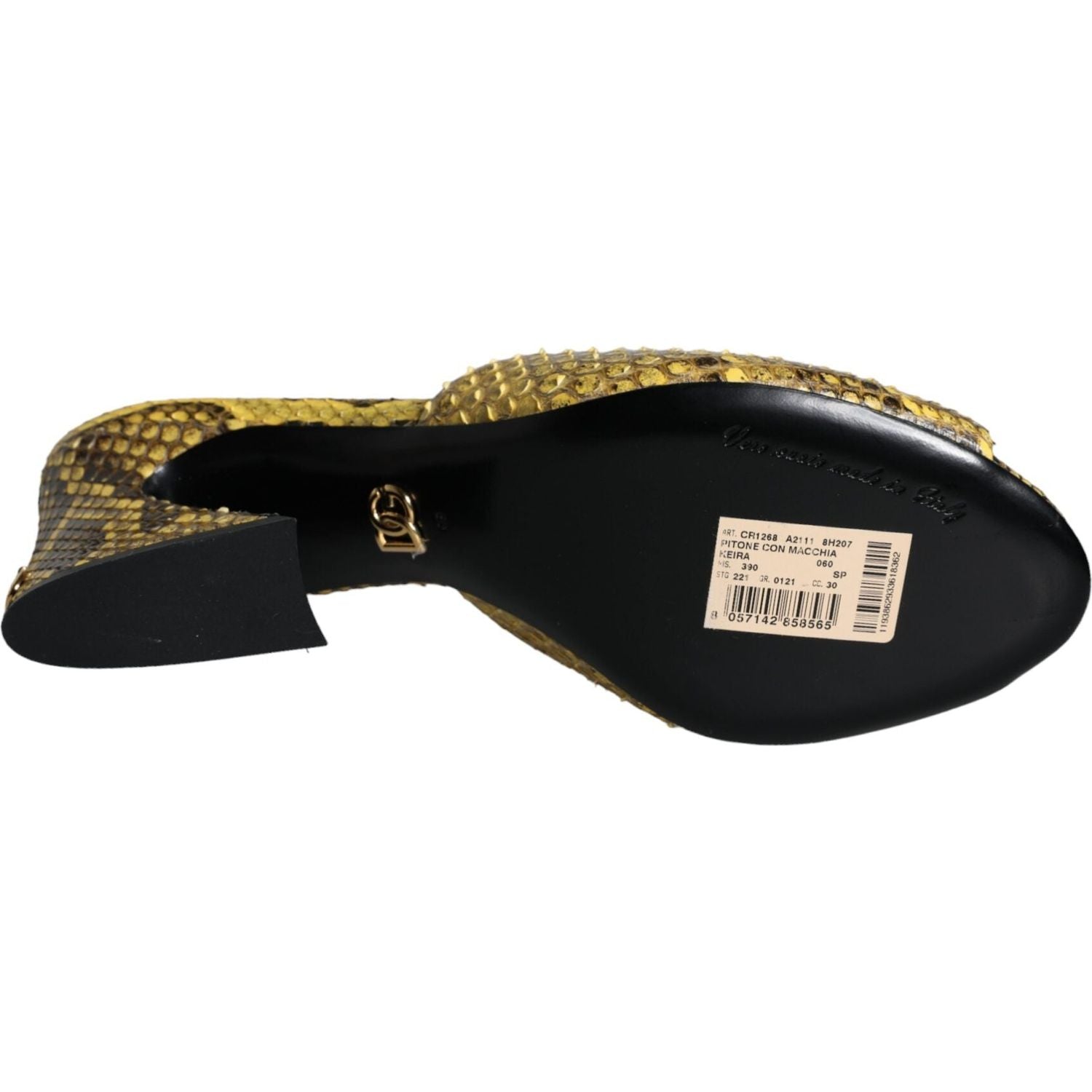 حذاء دولتشي آند غابانا بكعب سميك من الجلد الأصفر