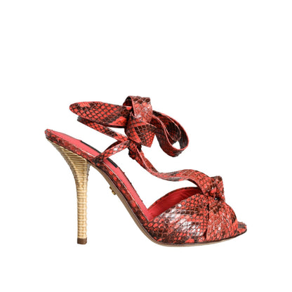 Dolce & Gabbana Coral Exotic Leather Heels Sandals Shoes