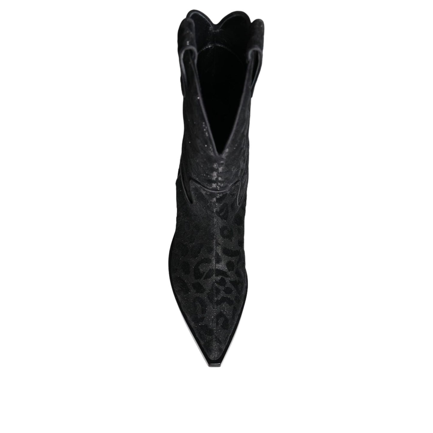 Dolce & Gabbana Black Gray Leopard Cowboy Boots Shoes