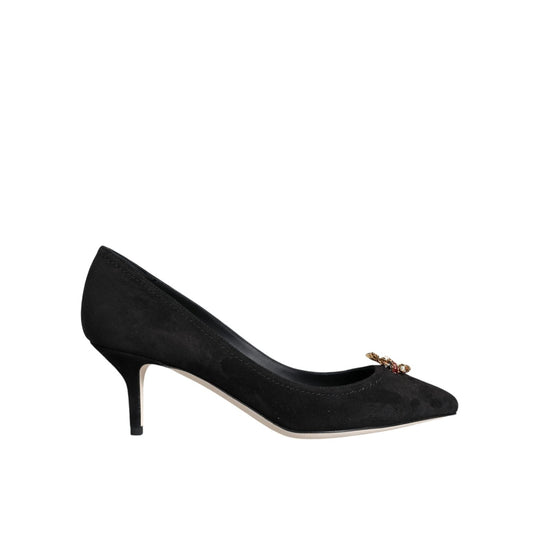 حذاء Dolce &amp; Gabbana Black Amore Suede Bellucci بكعب عالٍ