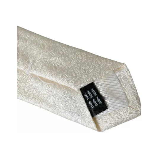 Dolce & Gabbana Off White Patterned Silk Adjustable Men Tie KRA3373