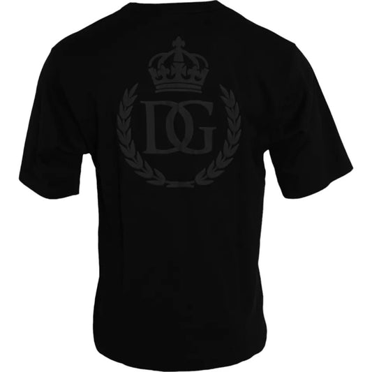 Dolce & Gabbana Black Logo Embossed Cotton Crew Neck T-shirt TSH86416-46