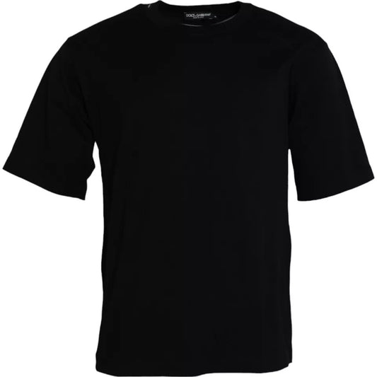 Dolce & Gabbana Black Logo Embossed Cotton Crew Neck T-shirt TSH86416-46