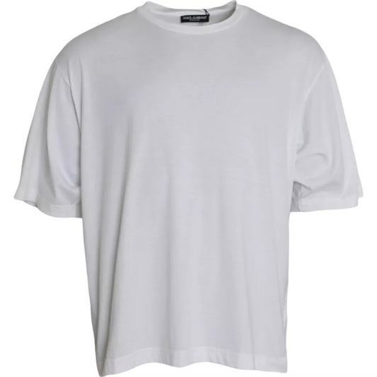 Dolce & Gabbana White Cotton Round Neck Short Sleeve T-shirt TSH86325-60