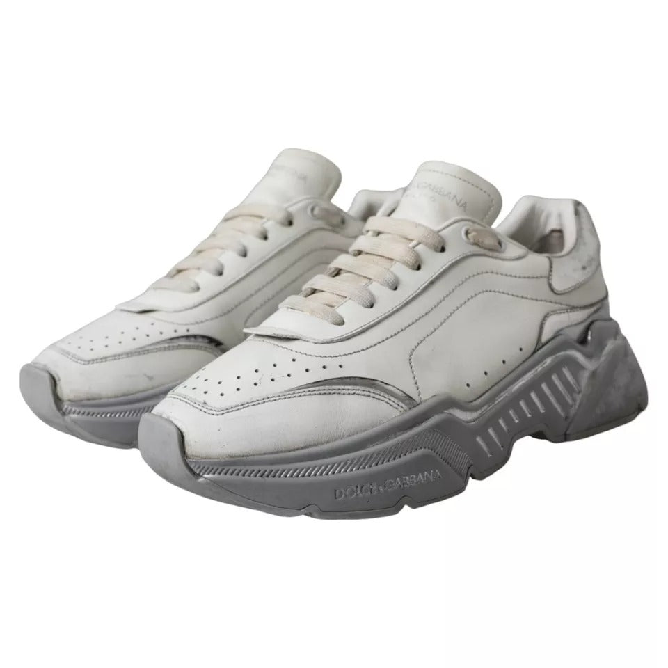 حذاء رياضي دولتشي آند غابانا دايماستر أبيض فضي منخفض الرقبة