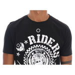 Frankie Morello Chic Black Crewneck Tee with 'RIDERS' Motif Frankie Morello Gray