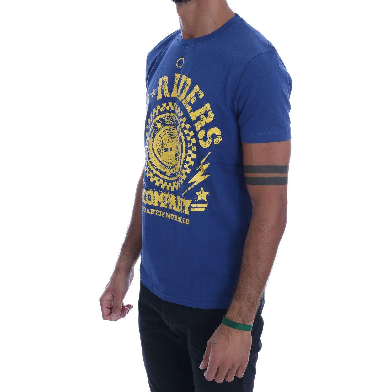 Frankie Morello Blue Cotton RIDERS Crewneck T-Shirt TSH1267-4
