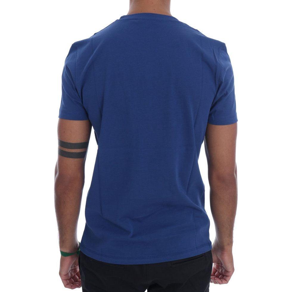 Frankie Morello Blue Cotton RIDERS Crewneck T-Shirt TSH1267-4