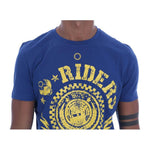Frankie Morello Blue Cotton RIDERS Crewneck T-Shirt TSH1267-4