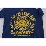 Frankie Morello Blue Cotton RIDERS Crewneck T-Shirt TSH1267-4
