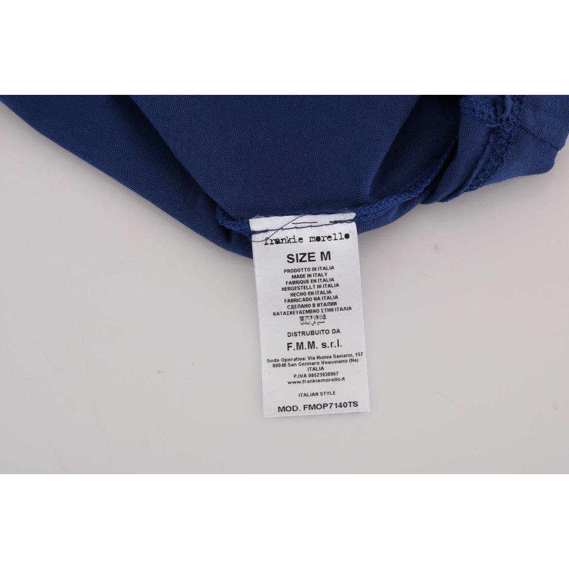Frankie Morello Blue Cotton RIDERS Crewneck T-Shirt TSH1267-4