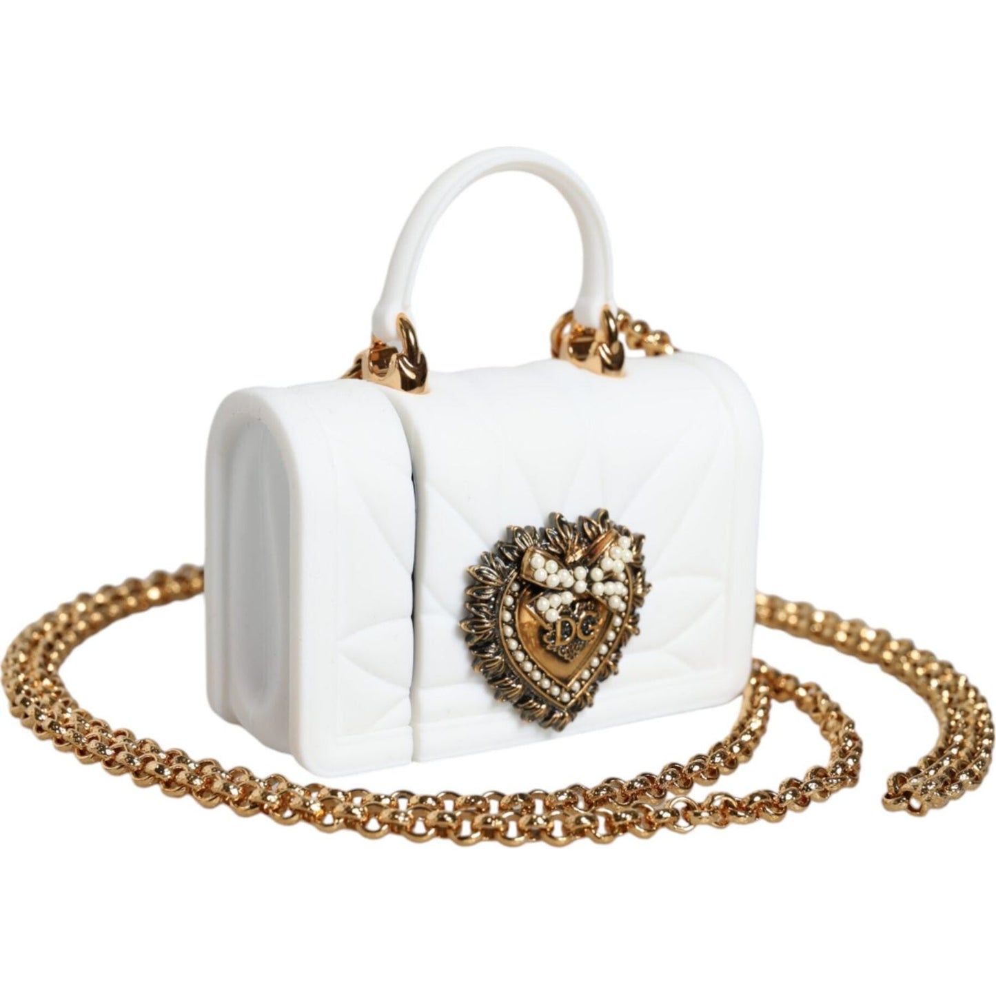 Dolce & Gabbana White Silicone Devotion Heart Cover Hand Bag Airpod Case
