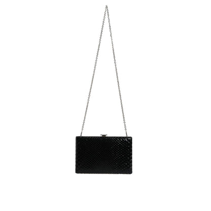 Dolce & Gabbana Black Leather Silver Frame Clutch Mini Crossbody Bag