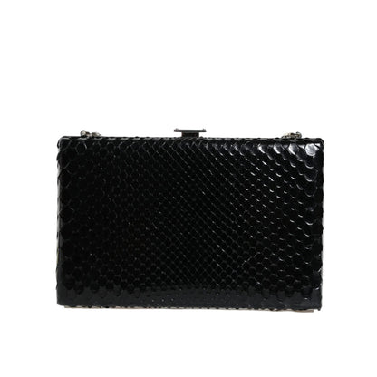 Dolce & Gabbana Black Leather Silver Frame Clutch Mini Crossbody Bag