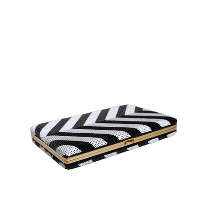 Dolce & Gabbana Black White Gold Frame Clutch Evening Party Purse Bag