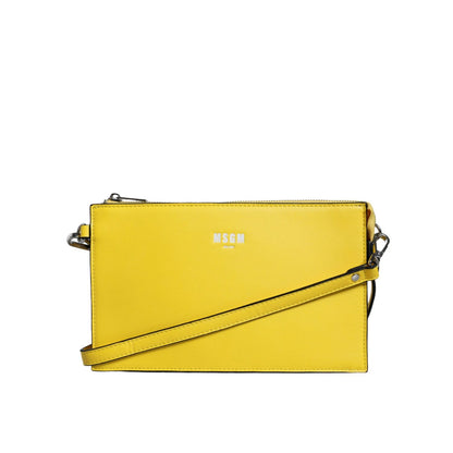 MSGM Yellow Leather Logo Crossbody Sling Shoulder Bag 1728,67345645728,Bags,Crossbody Bags - Bags,Crossbody Bags - Women - Bags,Material: 100% Leather,MSGM,Preowned / Defect,Women,Women - Bags,Yellow
