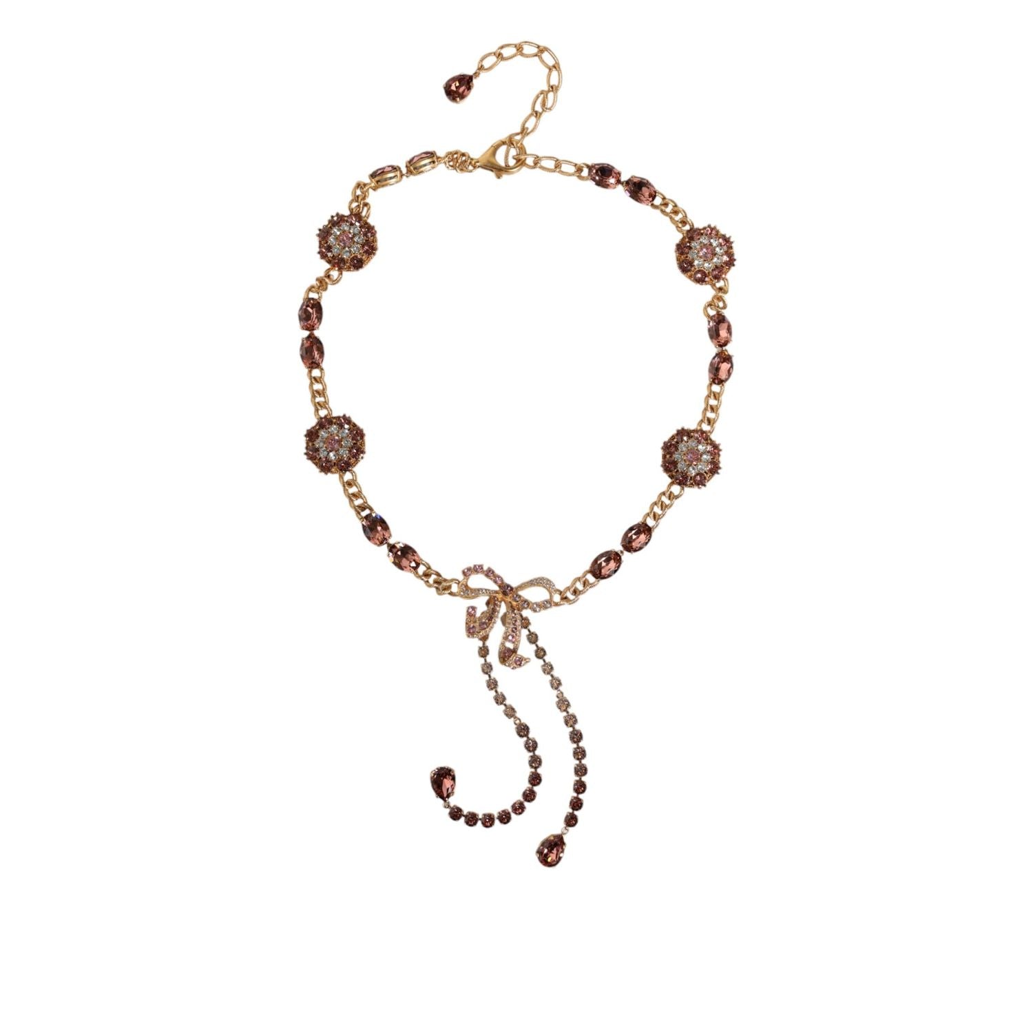 Dolce & Gabbana Gold Tone Brass Crystal Embellished Belt