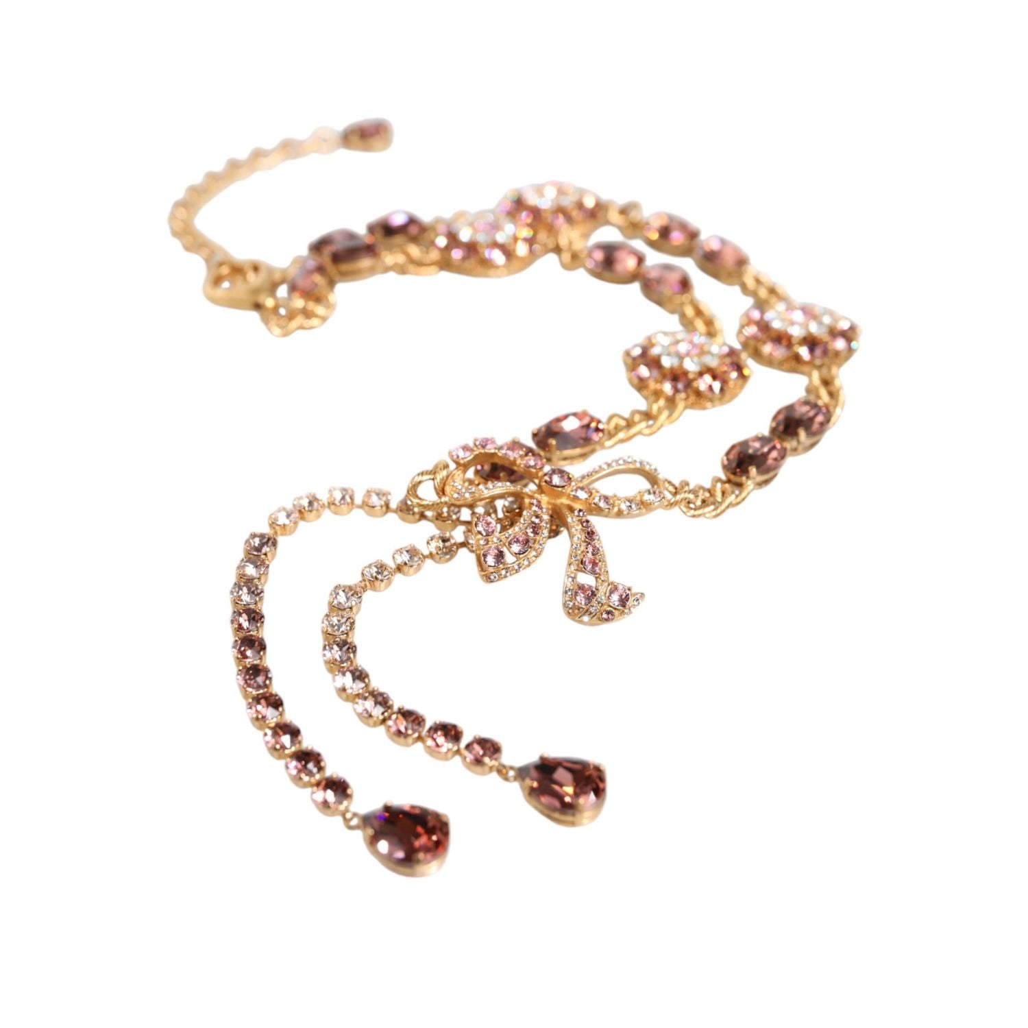 Dolce & Gabbana Gold Tone Brass Crystal Embellished Belt