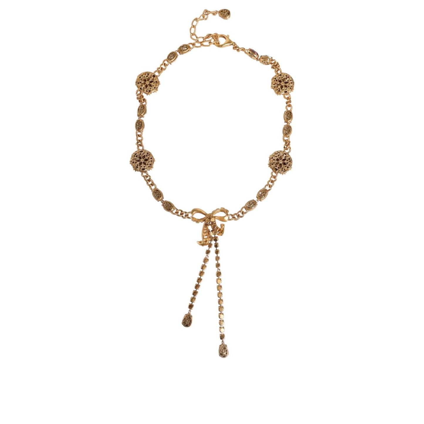 Dolce & Gabbana Gold Tone Brass Crystal Embellished Waist Chain Belt