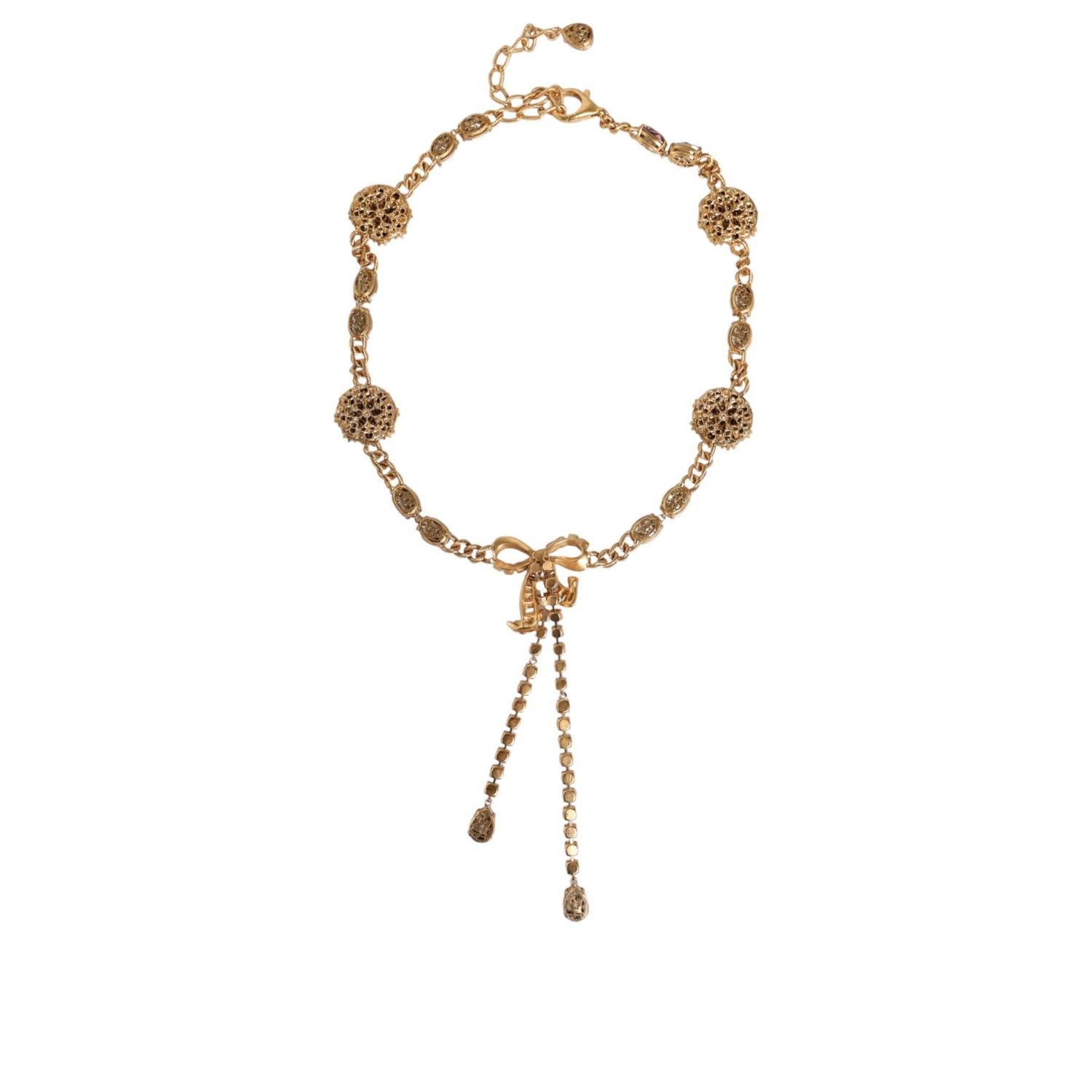 Dolce & Gabbana Gold Tone Brass Crystal Embellished Waist Chain Belt