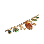 Dolce & Gabbana Gold Tone Brass Chain Pineapple Crystal Musical Necklace Necklace