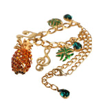 Dolce & Gabbana Gold Tone Brass Chain Pineapple Crystal Musical Necklace Necklace