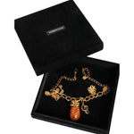 Dolce & Gabbana Gold Tone Brass Chain Pineapple Crystal Musical Necklace Necklace