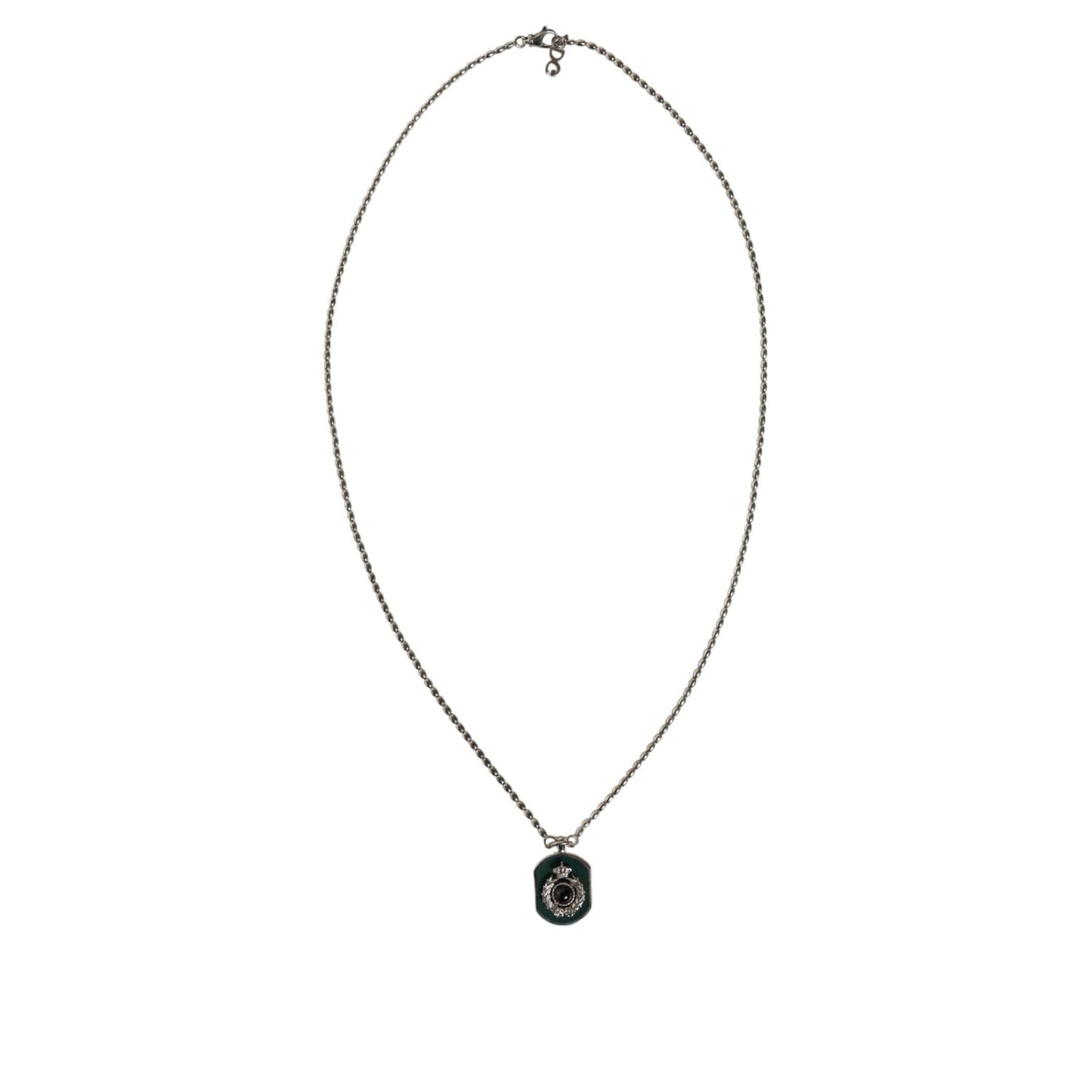 Dolce & Gabbana Sterling Silver 925 Chain Bar Gem Pendant Logo Necklace Necklace