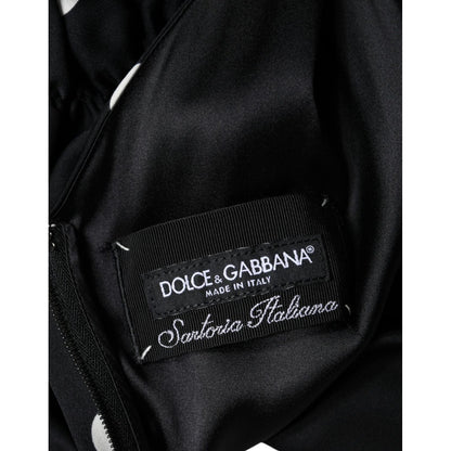 Dolce & Gabbana Black Silk Polka Dot V-neck Tassel Midi Dress