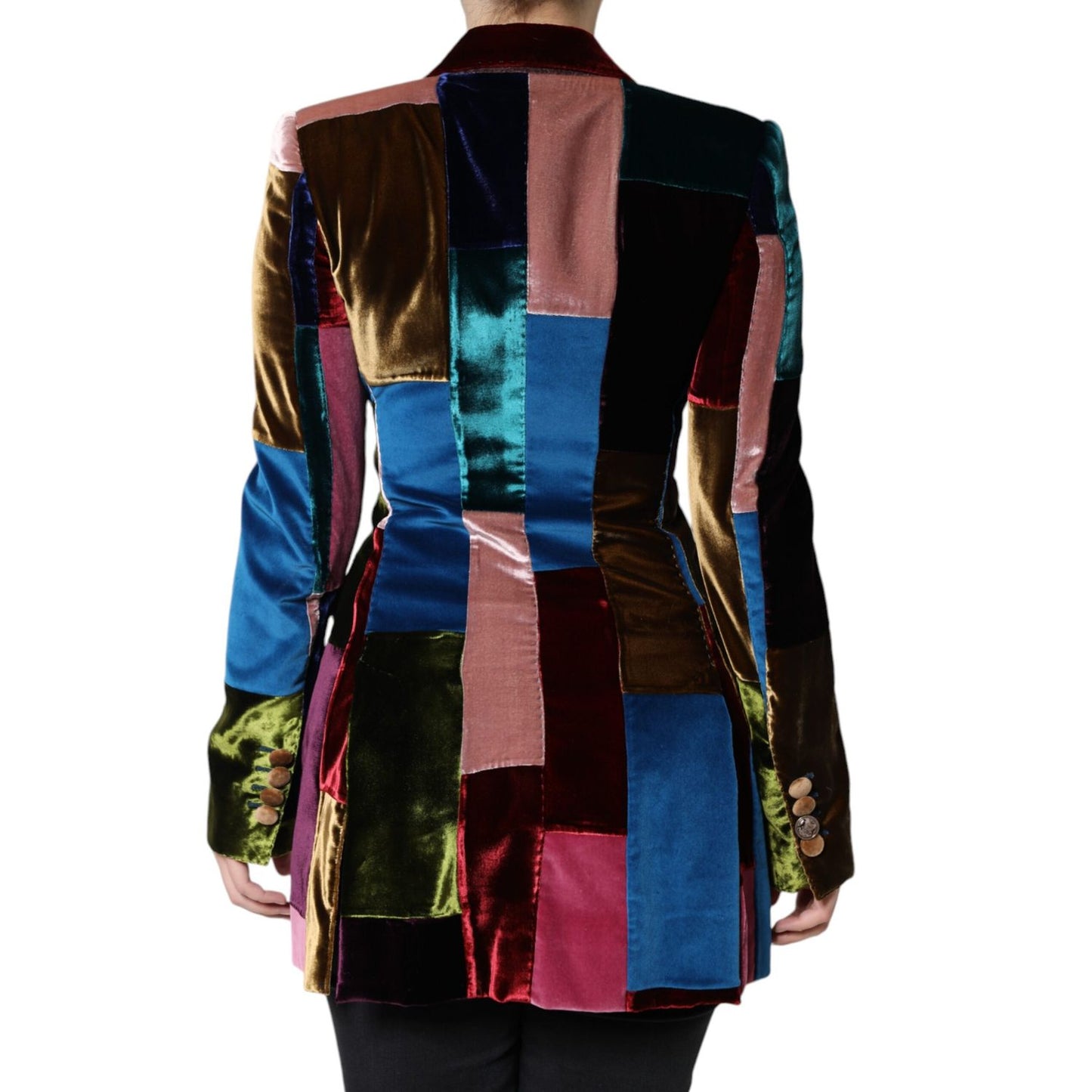 Dolce & Gabbana Multicolor Double Breasted Patchwork Blazer Jacket