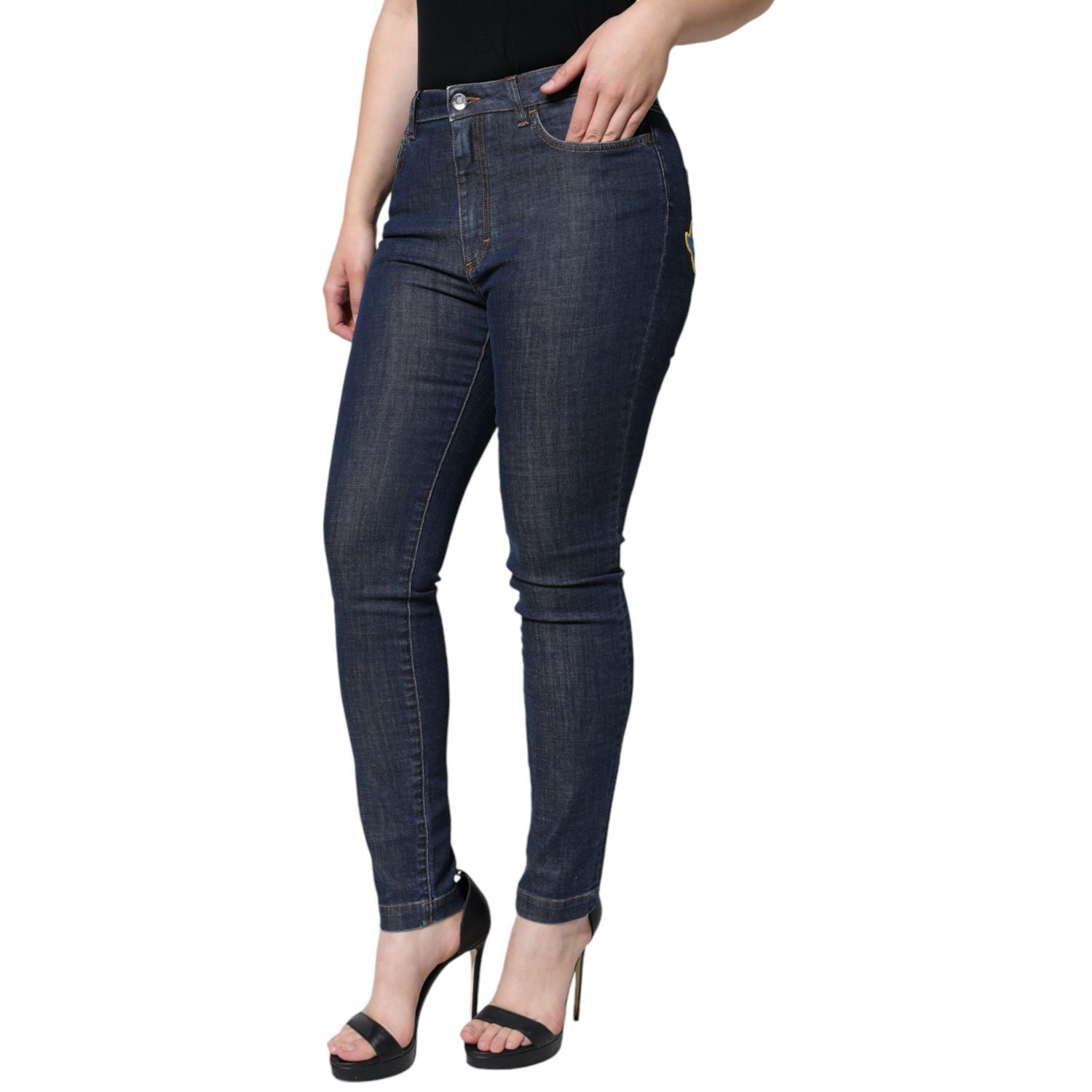 Dolce & Gabbana Dark Blue QUEEN Cotton Skinny Denim Jeans