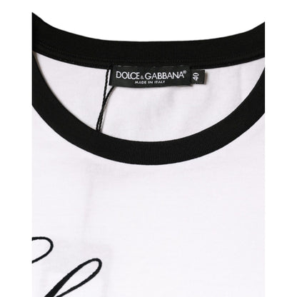 Dolce & Gabbana White Eleganza Print Cotton Short Sleeves T-shirt