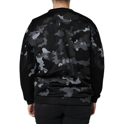 Dolce & Gabbana Black Camouflage Round Neck Sweatshirt Sweater