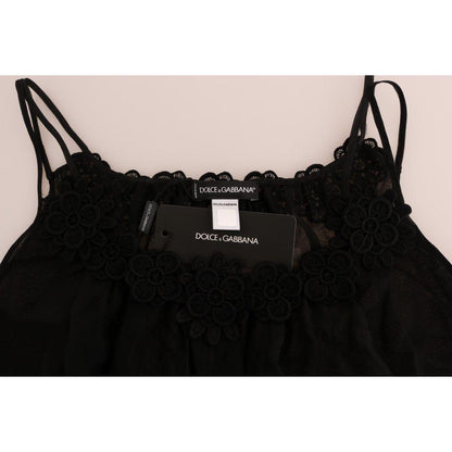 Dolce & Gabbana Black Silk Lace Chemise Dress
