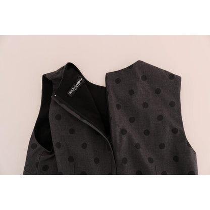 Dolce & Gabbana Gray Polka Dotted Sheath Wool Dress