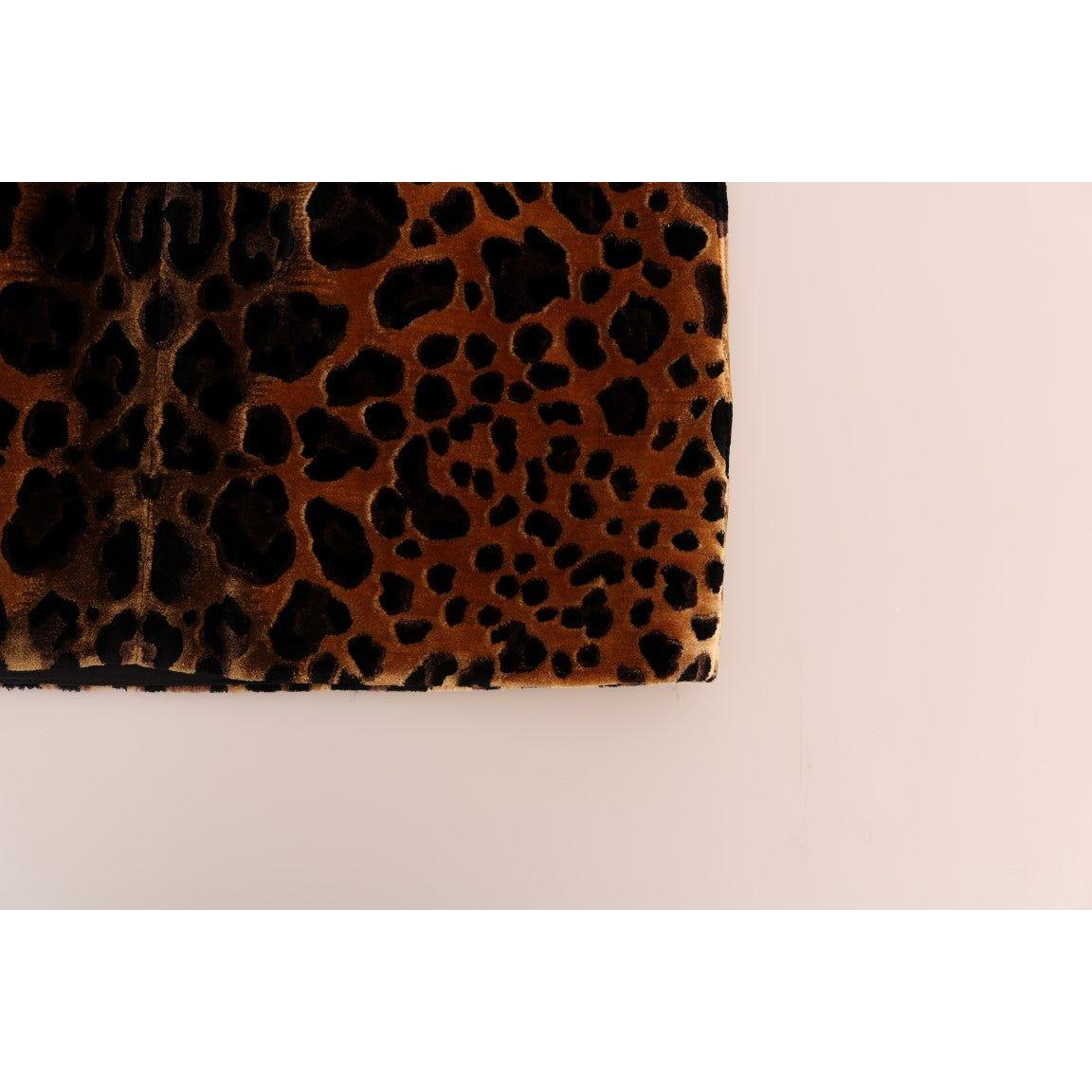 Dolce & Gabbana Brown Leopard Print Silk Sheath Dress